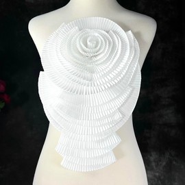 Clothing Accessories Shoulder Flower Collar Flower Pleated Large Flower Fabric Adhesive Clothing DIY Process (White)