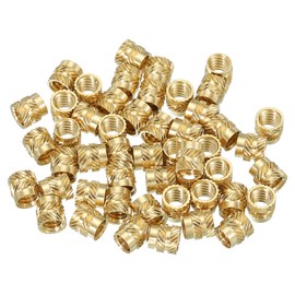 PATIKIL Threaded Inserts 1/4 Inch - 20 x 8 x 8 mm, Pack of 50 Brass Heating Insert Inserts Female Threaded Inserts Knurled Nuts Embedding Nut for Plastic and 3D Printing Components, Gold