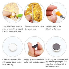 Frienda 80 Pieces Ceramic Magnets for Craft Fridge Refrigerator Magnets with Transparent Glass Cabochons Round Disc Ferrite Ceramic for DIY Fridge Craft Making Magnet with Adhesive Backing