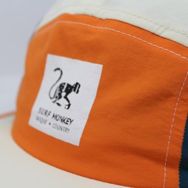 Surf Monkey Adjustable Strapback Cap Waterproof Classic Jockey Cap for Men Women 5 Panel Cap, Orange / Blue