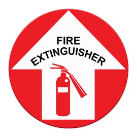Fire Extinguisher Floor Decals Red Anti-Slip Round Shape C Business Industrial Signs Stickers 36Inches Longer Side
