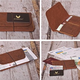 Donbolso Miami Leather Passport Holder for Men and Women Brown