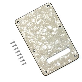 Musiin Guitar Back Plate Compatible with Strat/Stratocaster Tremolo Cavity Cover, Tremolo Cover with Pickguard featuring 6 Screws(4LVintageWhite)