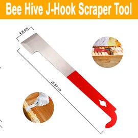 OZBEE 3pcs Bee Hive Tools for Beekeepers, Stainless Steel J Hook Frame Lifter & Scraper, Bee Hive Frame Grip Holder Lifter, Beekeeping Brush with Wooden Handle, Flow Hive Beekeeping Accessories