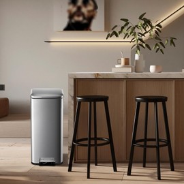 DYTesa 30 Liter/8 Gallon Trash Can, Stainless Steel Kitchen Garbage Bin with Soft-Close Lid, Hands-Free Foot Pedal, and Removable Inner Bucket for Bedroom, Bathroom, Office