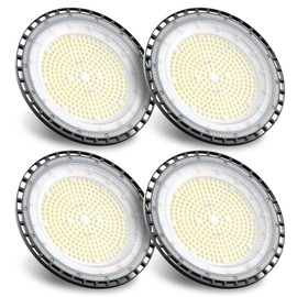 ROMMOR UFO LED High Bay Light 320W 4Pack (1200W MH/HPS), 48000lm, 5000K Daylight High Bay LED Shop Lights with 5' Cable US Hook, IP65 Commercial Light Fixture for Warehouse Workshop Barn Factory