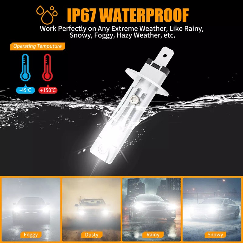 AUIMSOCO 2x H1 LED Headlight Bulbs Conversion Kit High Low