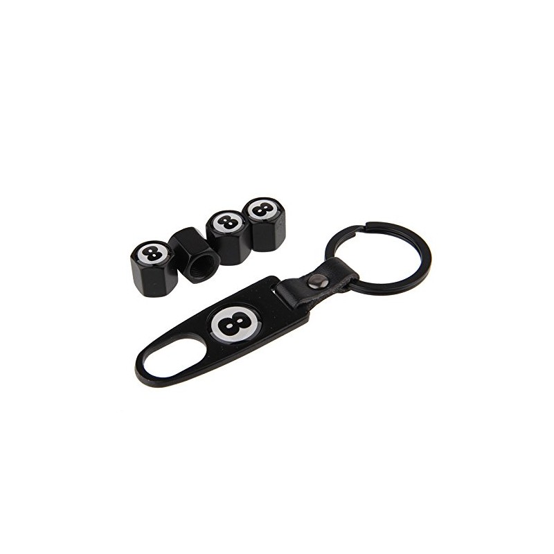 Garage-SixtySix Valve Caps Set of 8 Ball Black with Key