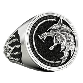 MayiaHey Wolf Ring, Wolf Paw Ring for Men, Norse Viking Wolf Animal Ring Wolf Jewelry, Celtic Wolf Claw Ring Hip Hop Wolf Head Band Ring Punk Wolf Ring for Boys