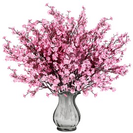 Sggvecsy 15 Pcs Babys Breath Artificial Flowers Gypsophila Bouquets Bulk Real Touch Fake Silk Flowers for Home Wedding DIY Floral Arrangement Kitchen Table Centerpiece Festival Decoration (Pink)
