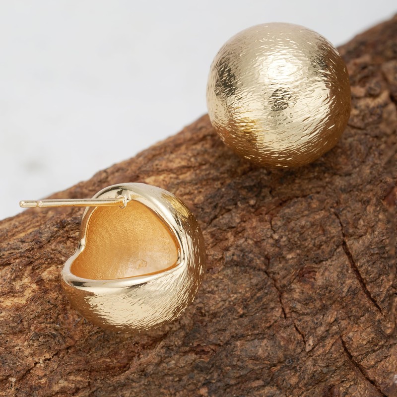 Matte Dome Stud Earrings for Women, Half Ball Button Earrings