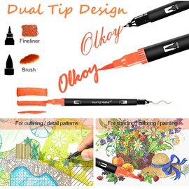 Coloring Markers Pen for Adults Kids, 60 Fine Felt Tip Water Markers Dual Brush Pens for Students Painting, Lettering, Card Making, Books Craft Coloring Doodling, Bullet Journal, Scrapbooking (60)