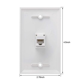 Ethernet Wall Plate, 4 Port Cat6 Female to Female Wall Jack Network RJ45 Keystone Wall Outlet