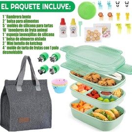 Bento Box Grande, Fiambrera Lonchera para Adultos Niñas y Niño, Caja de Almuerzo de Estudiante, 1900 ml-8 Compartimentos, con Púas de Alimentos, Apto para Microondas/Lavavajillas/Congelador,Sin BPA