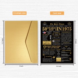 Giant 50th Birthday Card for Men Woman, Retro 50 Years Old Birthday Poster Decoration, Fifty Birthday Newspaper, Jumbo 50th Birthday Gifts for Mom Dad Grandpa Grandma, Funny Facts 1975 Birthday Card