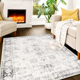 Istana Istana Rugs 3x5 - White Cream/Grey Area Rugs - Kid & Pet Friendly Washable Rugs 3x5-3x5 Area Rugs - Foldable 3 x 5 Area Rug Washable Non Slip - Eco-Friendly 3x5 Rugs with Rubber Backing