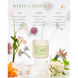 M&SENSE White Gardenia Scented Candle - 11.6oz Natural Soy Wax 70-Hour Long Lasting Burn Time Non Toxic, 2-Wick Spring Flower Candle for Home Decor Slow-Burning Aromatherapy Gifts