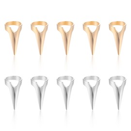 Giantree 10Pcs Braiding Aid Hair Parting Ring, Nail Covers Back Scratcher, Hair Parting Selecting Sectioning Tool, for Hair Braiding Supplies Cosplay Nail Art Holiday Party(Gold + Silver)