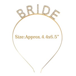 AUEAR, Rhinestone Bride Headband Elegant Crown Bachelorette Party Headbands (Golden Color)