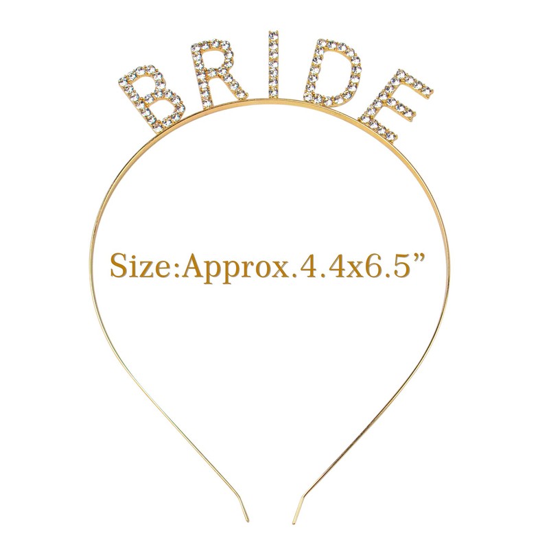 AUEAR, Rhinestone Bride Headband Elegant Crown Bachelorette Party Headbands (Golden