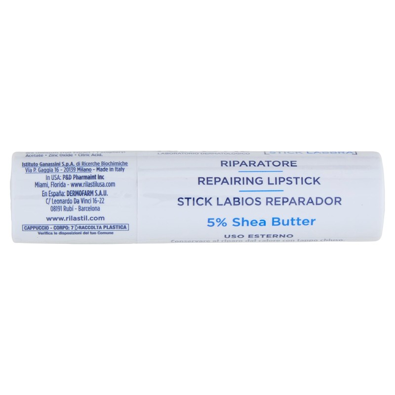 Rilastil Xerolact Lip Balm, Nourishing and Protective, with Shea Butter,
