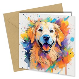 Dog Greeting Cards, Various Dogs, Watercolour & Pen, Ideal for Birthdays from the Dog, Anniveraries, Get Well Cards, Good Luck Card, Fathers Day, Mothers Day (#396 Golden Retriever)
