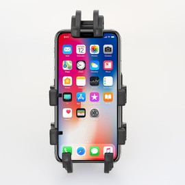 TorqueVance Adjustable Shock Absorption 360° Rotating Motorcycle Phone Holder for All 4.7 to 7 Inch Smartphones Black (Handlebar Installation)