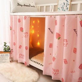 SIQITECHUK Bunk Bed Curtains Mid Sleeper Single Bed Tent Dormitory Bottom Canopy Privacy Shading Curtains Dustproof Blackout Bedding for Kids Room Student Dormitory Loft Bed (Pink Strawberry)