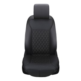 KITUREK Front Car Seat Covers, Waterproof Leather Car Seat Covers Protectors, Luxury Anti-Slip Driver Seat Cover with Backrest, Universal for Most Cars SUV Pick-up Truck (Black)