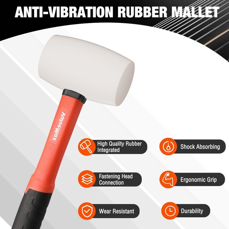 ValueMax 16oz Rubber Mallet Hammer Rubber Mallet for Flooring Tent