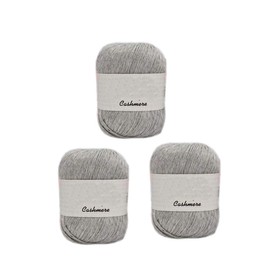 3 Balls 100% Mongolian Cashmere Yarn, Luxurious Hand Knitting Pure Cashmere Cone Yarn Home Necessity for Knitting Crocheting Crafts Total 150g (Light Grey)