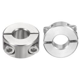 sourcing map 2 Pcs Double Split Shaft Collar 8mm Bore, Two Piece Clamping Collar 18mm OD 9mm Thickness, 304 Stainless Steel Set Screw Split Collar