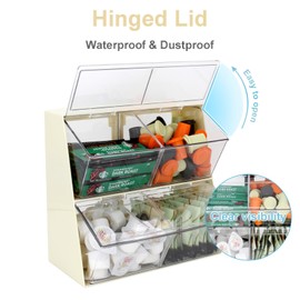 Bokelai Plastic Tea Bag Organizer with Lid Large Capacity K Cup Holder Countertop Organizer Versatile Desk Storage Station for Capsule Creamer Suger Pods Face Mask Organizer Cream/Clear