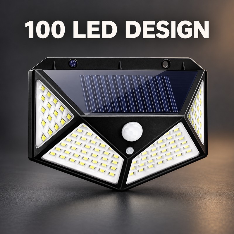 100-LED Solar Motion Sensor Wall Lights, 270° Wide Angle, 1/2/4/6-Pack
