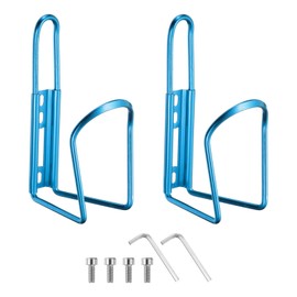 HARFINGTON 2pcs Bicycle Water Bottle Cage 5.7" Lightweight Aluminum Basic Bike Universal Water Bottle Holder Mount with Hardware for MTB Mountain Road Gravel, Blue
