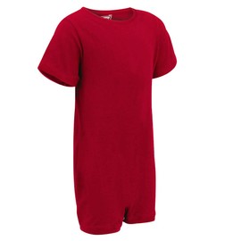 Kaycey Popper Vest Short Sleeve Bodysuit With Crotch Snap Closure, Adaptive Clothing for Kids with Special Needs, Soft Cotton, Red, 13-14 Years