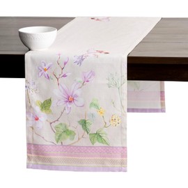Maison d' Hermine Table Runner 100% Cotton 37cm x 230cm Decorative Washable Tablerunner Easter Table cloth for Dining, Kitchen, Parties & Camping, Magnolia Mornings - Spring/Summer