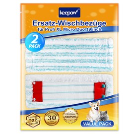 KEEPOW 2 Replacement Mop Covers for Leifheit Profi XL Micro Duo, Floor Mop Replacement Cover Compatible with Leifheit Profi XL Cotton Plus, Microfibre Cleaning Cloth Ideal for Tiles and Laminate