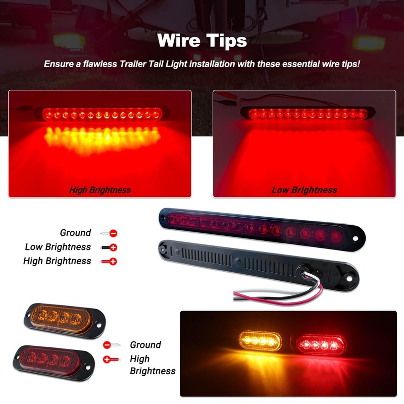 XtraGlow Submersible LED Trailer Light Kit Rectangle American Flag Designed