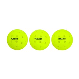 Vollint Outdoor Pickleball Balls - Durable One-Piece Design, 40 Holes, Micro Texture for Spin, Consistent Flight & Bounce - Pack of 3-74mm, 26g - Yellow
