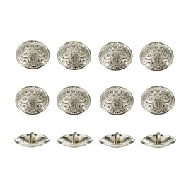RECHERE 12 botones de metal calado con flores para manualidades y adornos de costura (plata, 15 mm)