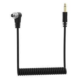 3.5mm to PC Sync Cable Coiled Trigger Cord with Screw Lock for Canon 1D/5D/7D/60D/50D and More for Godox X1R/X2T/XPro PocketWizard PlusIII/PlusX Studio Flash