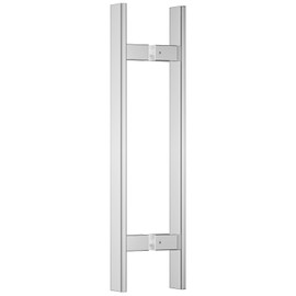 Ranbo H-Shaped 24" Push Pull Door Handle,Back to Back, 400mm (15-3/4 inch) CTC, 1.2 mm Thick 304 Stainless Steel,for Barn Front Wood Shower Commercial Entrance Door,Polished Chrome