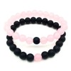Jenbert 2Pcs Distance Bracelets Black Matte Stone & Rosa Quartz