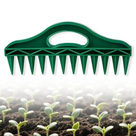 TQDXZA 12-Hole Seed Planter Tool for Raised Beds & Pots - Fixed-Spacing Garden Dibber, Hand-Depth Control (Solid 190g)