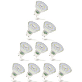 HAVA Pack of 10 LED spotlights, GU10, 3 W, glass, flicker-free, cool white, 6000 K