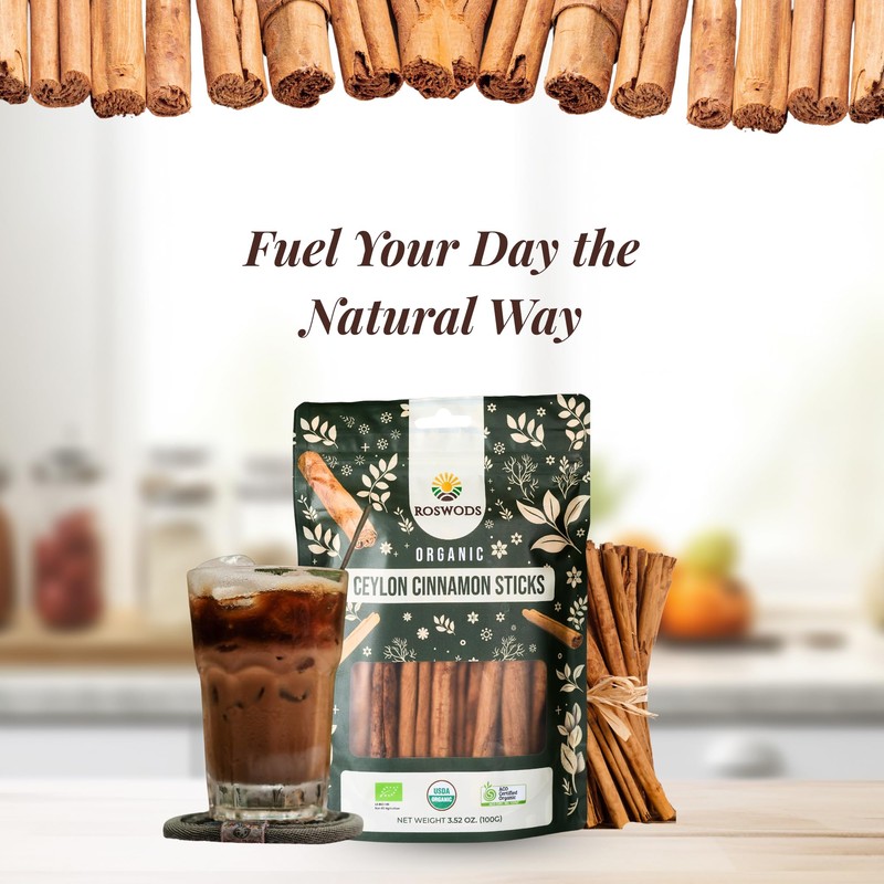 Roswods Australian Certified Pure Ceylon Organic Cinnamon Sticks –Pure Organic