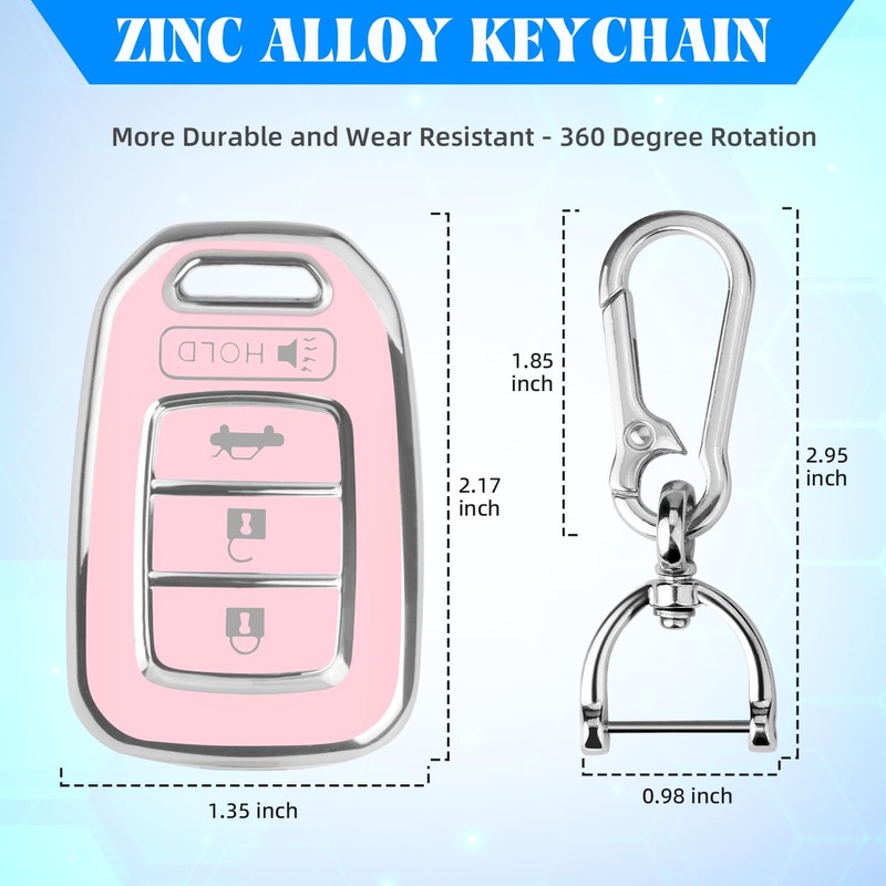 QBUC for Honda Key Fob Cover with Key Chain, for
