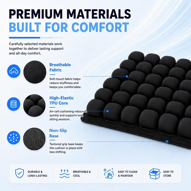 Soudur Airplane Seat Cushion,Inflatable Seat Cushion with Built in Press