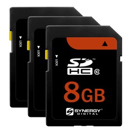 Synergy Digital 8GB Secure Digital SDHC UHS-I Memory Cards, Compatible with Canon Powershot SD630 Digital Camera - Class 10, U1, 20MB/s, 300 Series - Pack of 3
